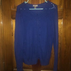LOFT Ann Taylor Blue Button Down Sweater